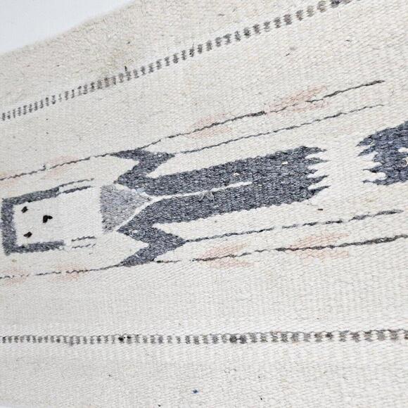 Vintage Native American Navajo Handwoven Wool Yei Tapestry Corn Maiden 27"x15" - Picture 10 of 15